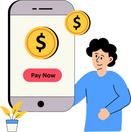 Boy doing online payment  Illustration