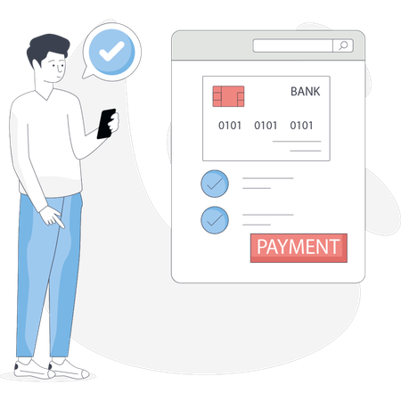 Boy doing online payment  Illustration
