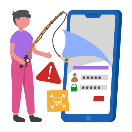 Boy doing online Phishing  Illustration