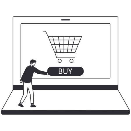 Boy doing online shopping  Illustration