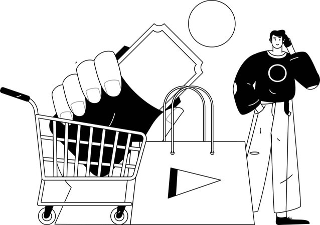 Boy doing online shopping  Illustration