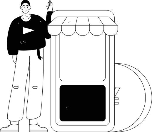 Boy doing online shopping  Illustration