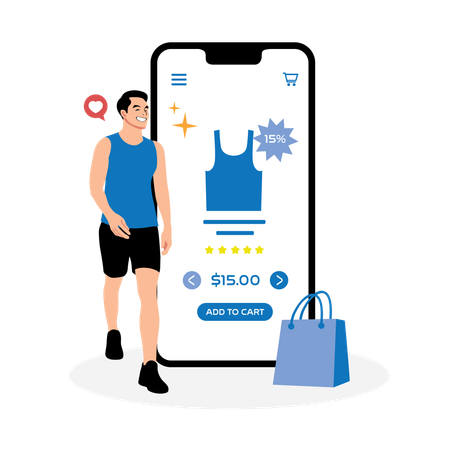 Boy doing online shopping  Illustration