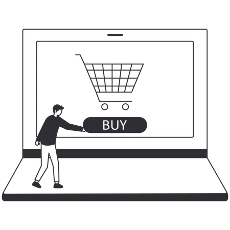 Boy doing online shopping  Illustration