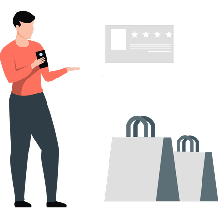 Boy doing online shopping  Illustration