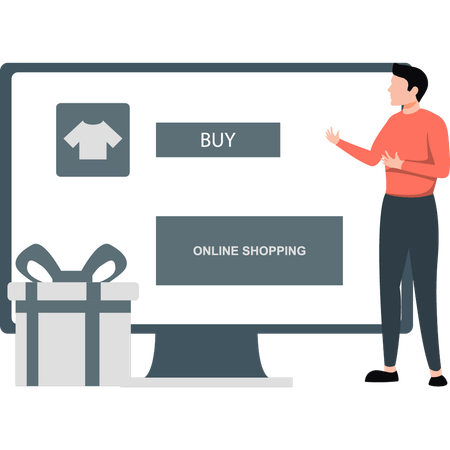 Boy doing online shopping  Illustration