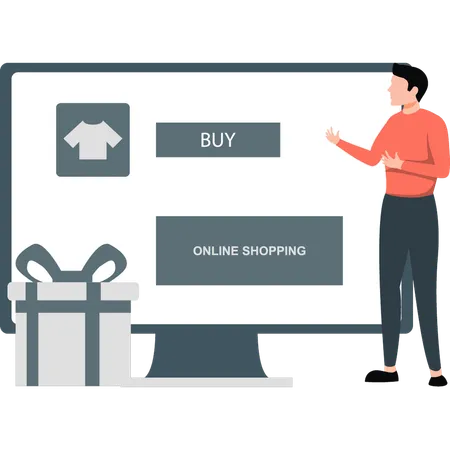 Boy doing online shopping  Illustration