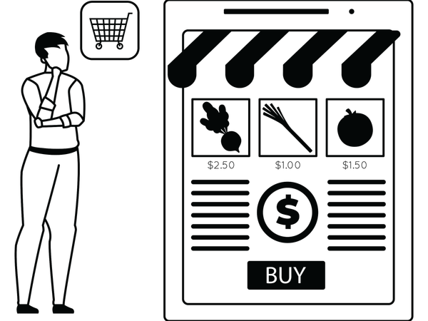 Boy doing online shopping  Illustration