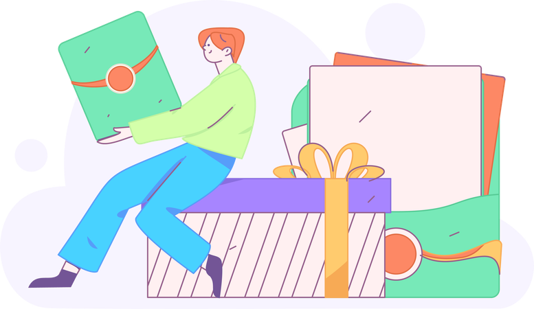 Boy doing online shopping  Illustration