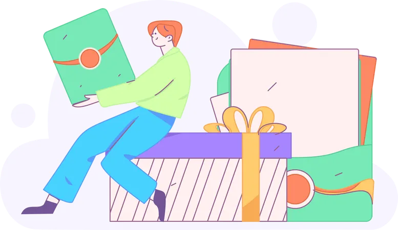 Boy doing online shopping  Illustration