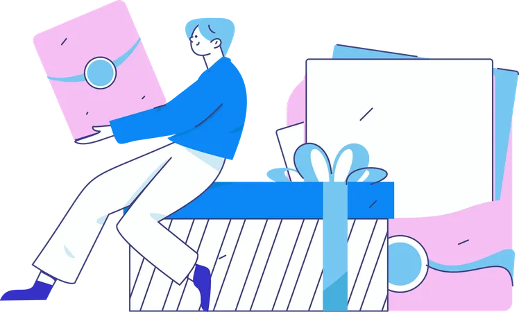 Boy doing online shopping  Illustration