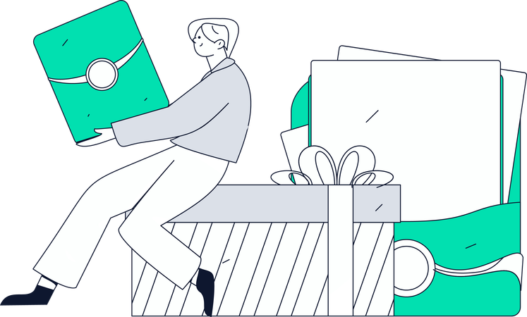 Boy Doing Online Shopping  Illustration