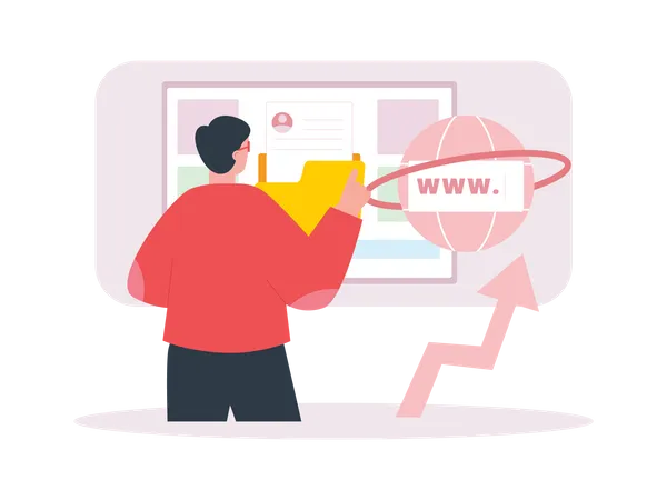 Boy doing online web marketing  Illustration