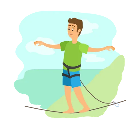 Boy doing outdoor adventure  Illustration