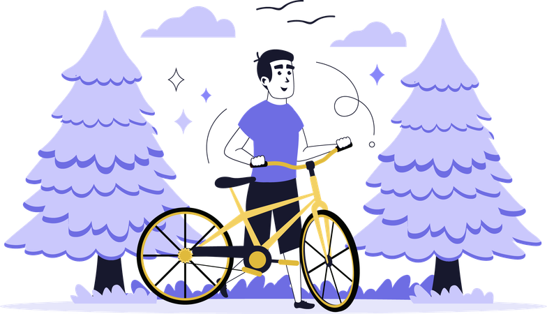 Boy doing outdoor cycling  Illustration