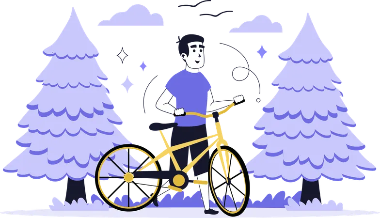 Boy doing outdoor cycling  Illustration
