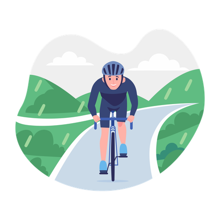Boy doing outdoor cycling  Illustration