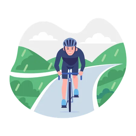 Boy doing outdoor cycling  Illustration