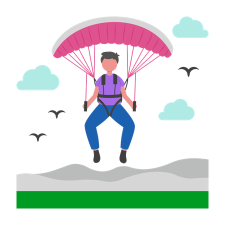 Boy doing para Gliding  Illustration