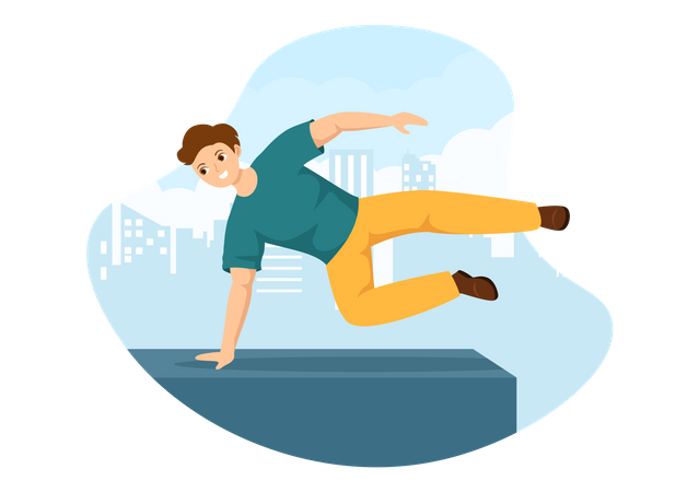 Boy Doing Parkour  Illustration