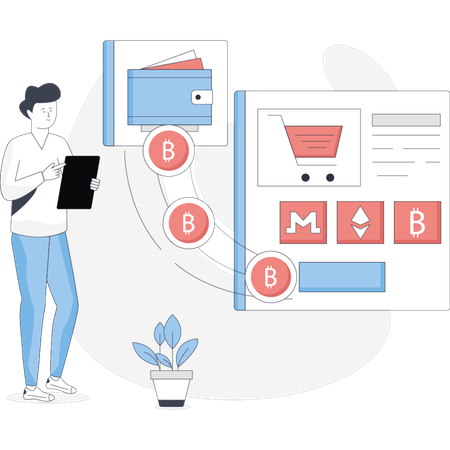 Boy doing payment online  Illustration