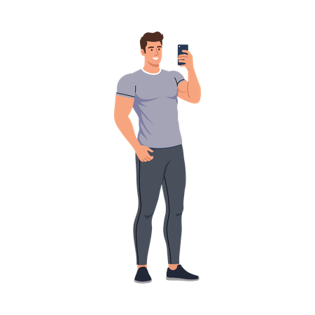 Boy doing Phone Call After Workout  Illustration