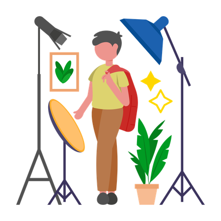 Boy doing Photo Shoot  Illustration