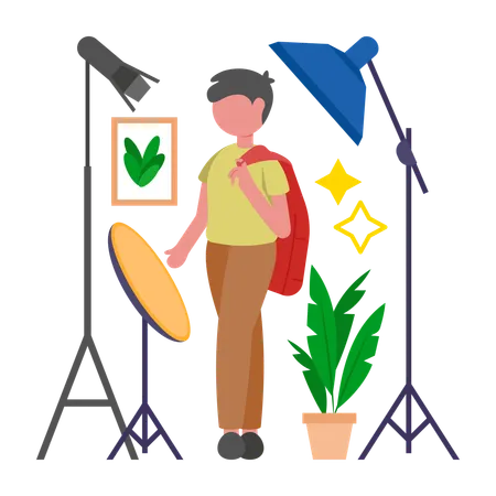 Boy doing Photo Shoot  Illustration