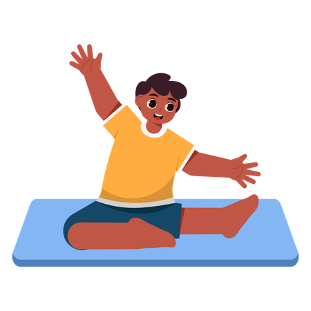 Boy Doing Pigeon Yoga Pose  Illustration