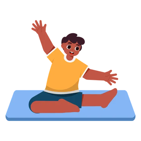 Boy Doing Pigeon Yoga Pose  Illustration