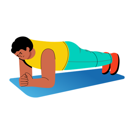 プランク運動をしている男の子  イラスト