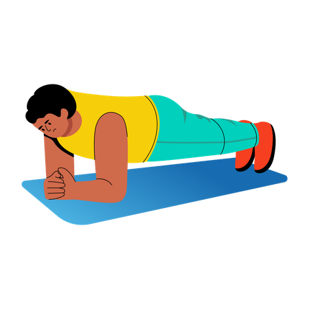 Boy doing plank exercise  Illustration