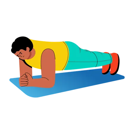Boy doing plank exercise  Illustration