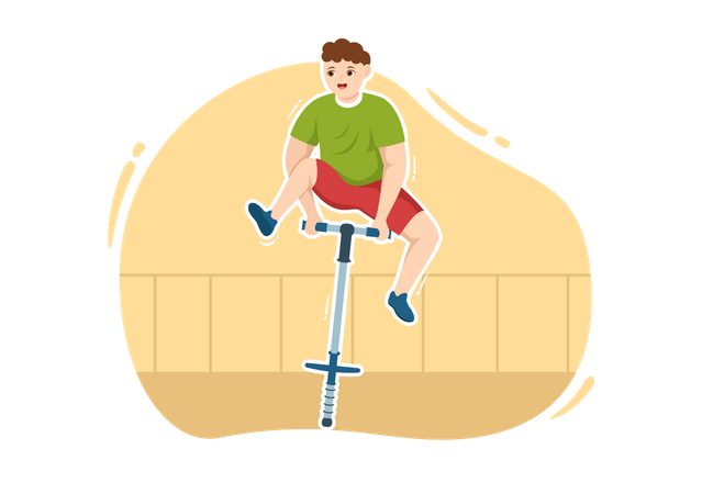 Boy doing Pogo Stick stunts  Illustration