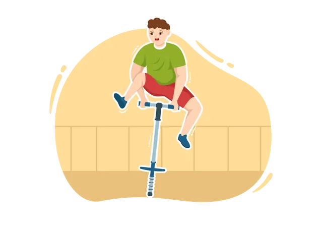 Boy doing Pogo Stick stunts  Illustration