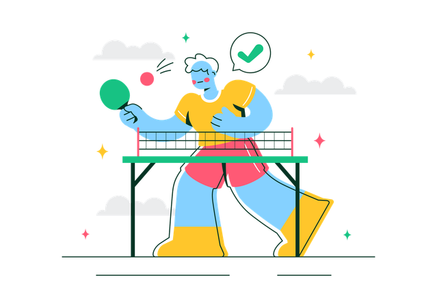 Boy doing practice for table tennis  Illustration