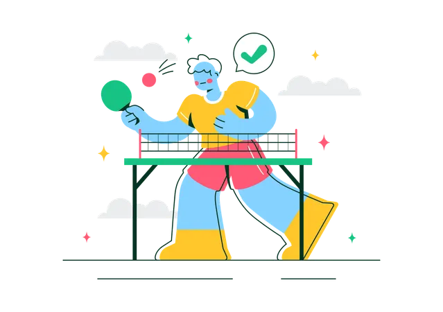 Boy doing practice for table tennis  Illustration