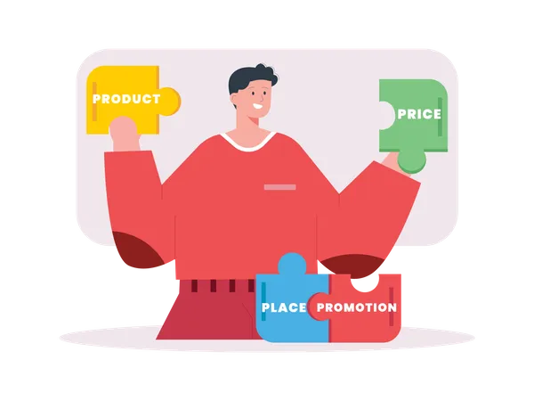 Boy doing product price place promotion  Illustration