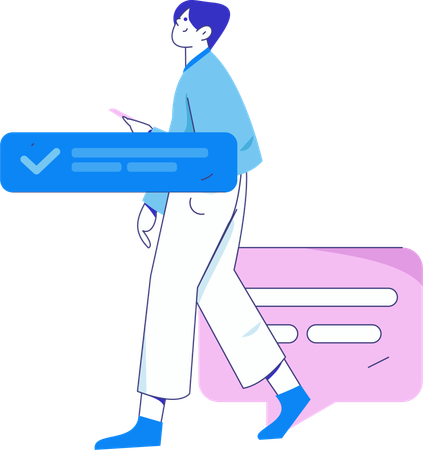 Boy doing project planning  Illustration