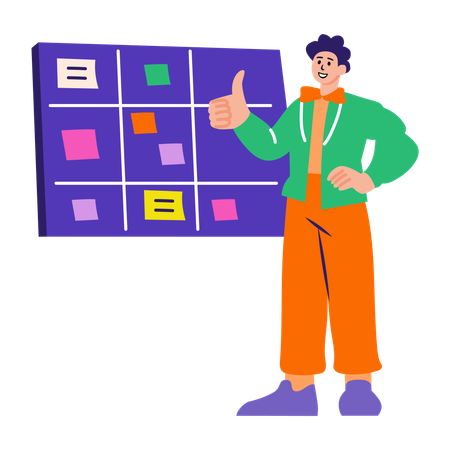 Boy doing project planning  Illustration
