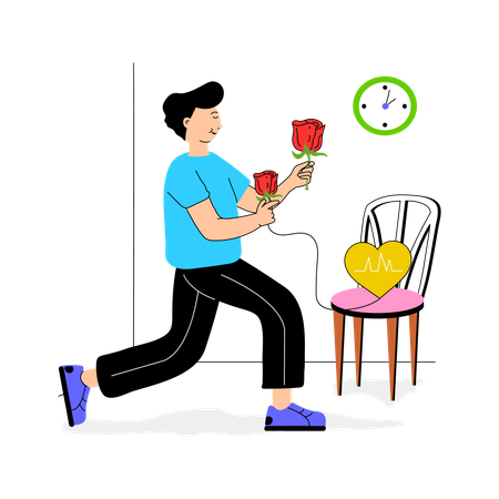 Boy doing proposal practice at home  Illustration