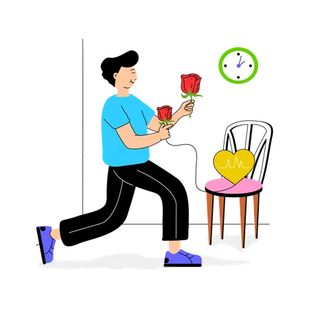 Boy doing proposal practice at home  Illustration