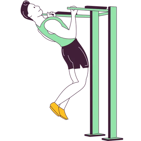 Boy doing pull ups using bars  Illustration