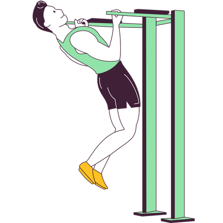 Boy doing pull ups using bars  Illustration