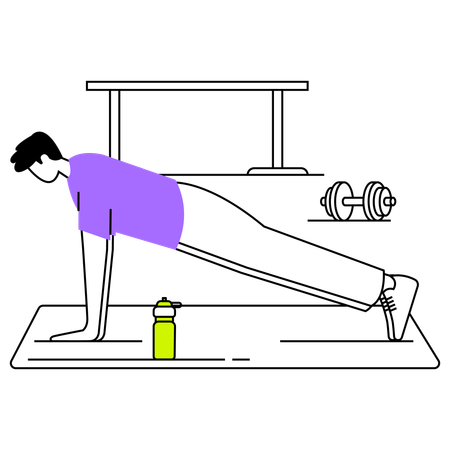 Boy doing push ups in morning  Illustration