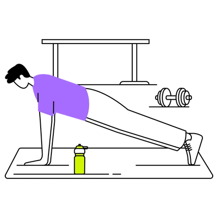 Boy doing push ups in morning  Illustration