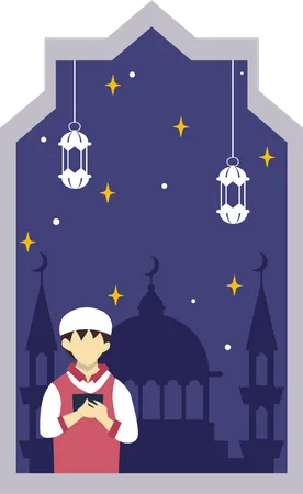 Boy doing ramadan prayer Illustration
