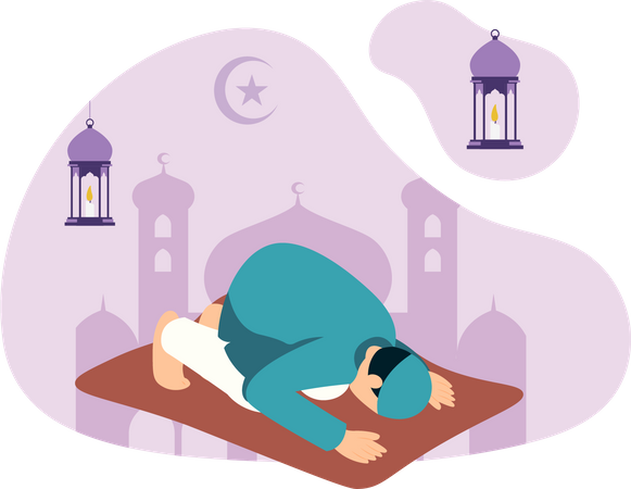 Boy doing ramadan prayer Illustration