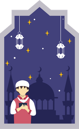 Boy doing ramadan prayer  Illustration