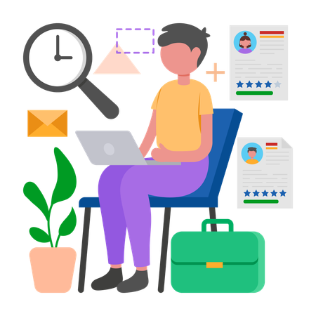 Boy doing Recruitment Process  Illustration